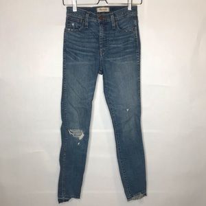 Madewell 10” high rise skinny distressed blue Jean size 24